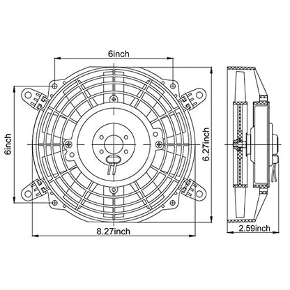 7" Electric Radiator Cooling Fan Assembly Kit with 12V 80W Motor Universal High Performance Slim Fan Push Pull Black - style: 7" Straight