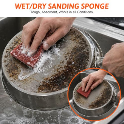 12 Pack 6" x 9" General Purpose Scuff Pads, Gray 400 Grit – Non-Woven Hand Automotive Sanding Pads for Fine Scuffing, Blending & Paint Prep – Thick Design for Auto Body, Woodworking & Metal - color: Gray P400*12pcs
