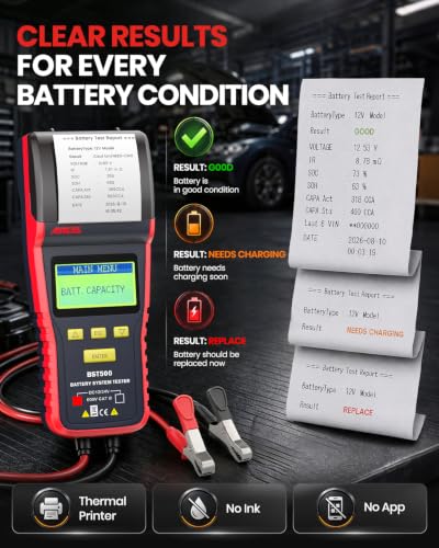 ANCEL BST500 12V 24V Car Battery Tester with Printer, Battery Load Tester - size: BST500
