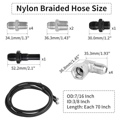 MuHize 70 Inch AN-6 Transmission Cooler Line Kit Stainless Steel Braided - size: 70 Inch-Black