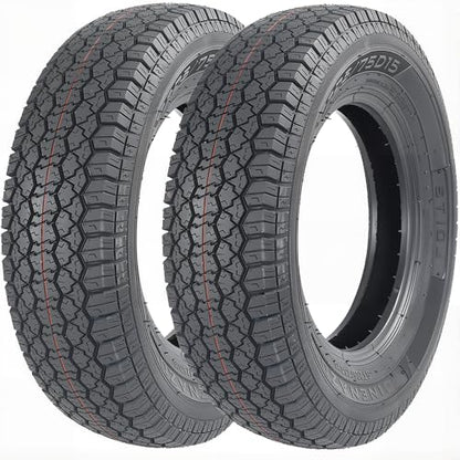 Set of 2 ST205/75D15 Trailer Tires for Utility, Boat & Cargo Trailers, Durable Heavy-Duty Replacement Wheels