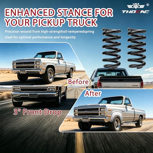 3'' Front Lowering Coil Springs Compatible with 1963-1987 Chevy C10 GMC C15 2WD, Bolt-On Powder Coated Drop Coils Front Suspension Kit - color: black, size: 1963-1987 C10 C15