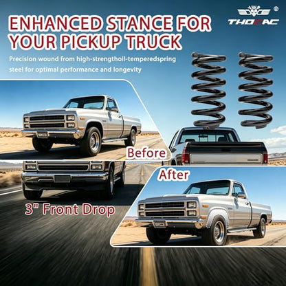 3'' Front Lowering Coil Springs Compatible with 1963-1987 Chevy C10 GMC C15 2WD, Bolt-On Powder Coated Drop Coils Front Suspension Kit - color: black, size: 1963-1987 C10 C15