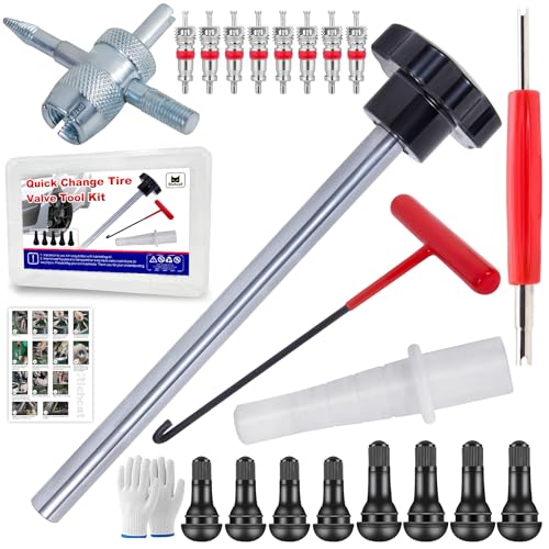 Richcat 51025 Quick Tire Valve Change Tool for Cars,Tire Valve Stem Core Quickly Replacement Tool Kit,Perfect Tool for Replacing Leaky Valves in Cars,ATVs,Trucks, etc.with TR413/TR414 - size: Set A