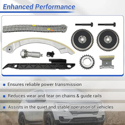 2.4 Ecotec Timing Chain Kit W/VVT Sprocket Compatible with 2009-2017 Chevy Equinox Malibu Cobalt, GMC Terrain, Buick Lacrosse Regal Verano, Pontiac G5 2.2 2.4L Replace 9-4201SAVVT1 12588387 - size: 9-4201SAVVT1