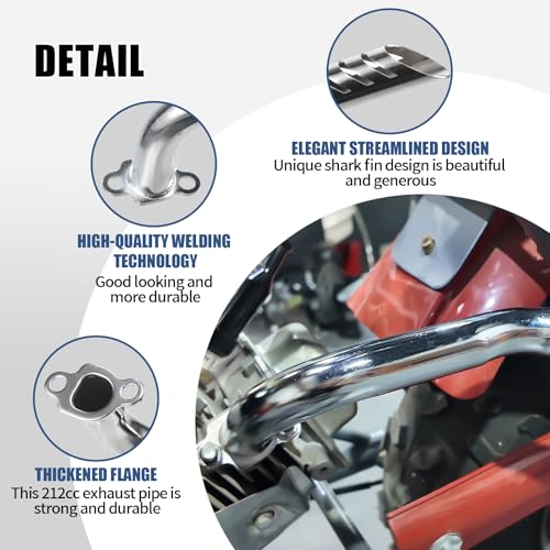 Mini Bike Exhaust Header Kit,Fit Predator 196cc212cc224ccGX160 Clone - size: silver