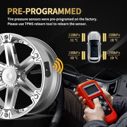 TPMS Sensor, 4PCS 315MHz Tire Pressure Monitoring Sensor