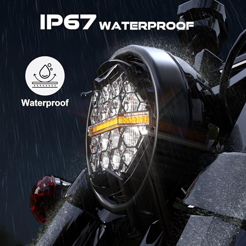 DOT Approved 5-3/4" 5.75 Inch LED Headlight with Amber DRL Compatible with Dyna Street Bob Super Wide Glide Low Rider Night Rod Train Softail Deuce Custom Sportster Iron 883,Black - color: Black, size: 5.75 inch