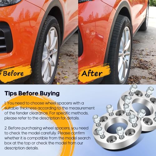 OCPTY 6x4.5 to 6x4.5 Wheel Spacers Adapters 1 inch Real Forged Spacers with 1/2" ThreadSize 71.5mm Hub Bore fits 1991-2003 for Dakota 2PCS