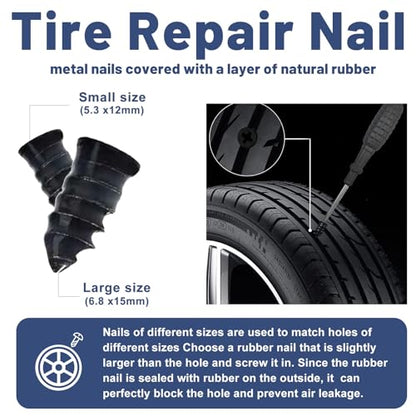 1DFAUL 24Pcs Tire Repair Glue Kit, 120ml Tire Patch Glue with Rubber Nail