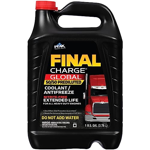 PEAK Final Charge Global Extended Life 50/50 Prediluted Antifreeze/Coolant for All Heavy Duty Engine Cooling Systems, 1 Gal. - size: 50/50