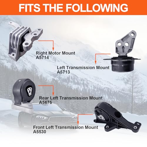 Engine Motor Mount Set & Trans Mount,Replaces A5530 A5676 A5713 A5675 - size: Srx 3.6L/3.0L Awd 10-16
