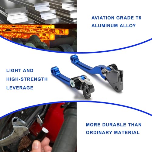 Motorcycle Brake Clutch Lever Pivot Levers Set Adjustable CNC for YZ85 2015-2025 YZ65 2018-2025 YZ 65 85 Dirt Pit Bike Blue - color: Blue