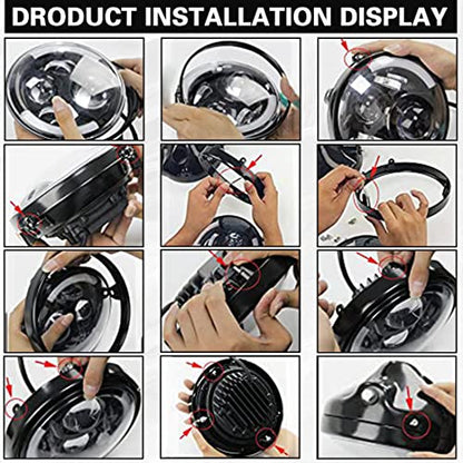 7" 7 Inch Black Headlight Housing Bucket Compatible with for KAWASAKI Honda Yamaha Chopper Cafe Racer Bobbe