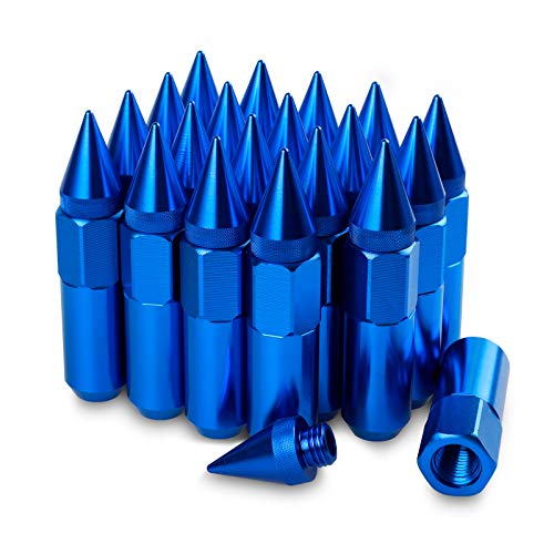 M12X1.5 Spikes Nuts for Rims Aluminum Extended Tuner Lug Nuts 20PCS 60MM (Blue) - color: Blue