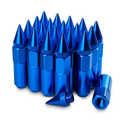 M12X1.5 Spikes Nuts for Rims Aluminum Extended Tuner Lug Nuts 20PCS 60MM (Blue) - color: Blue