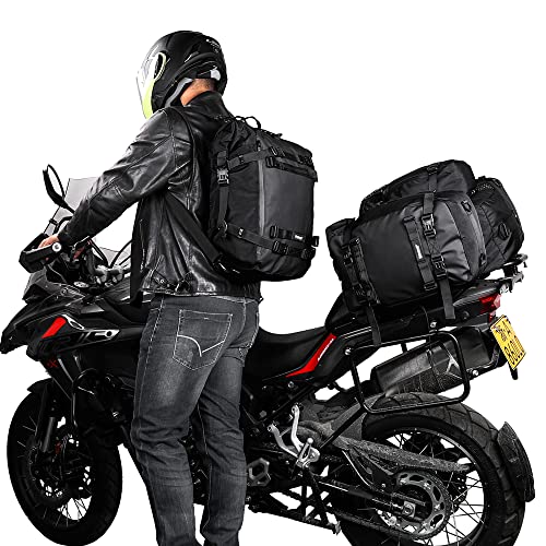 Rhinowalk Motor Saddle Bag Motorcycle Pannier Bag Waterproof Multifunctional Rear Rack Trunk Seat Bag (Black, 20L) - size: 20L