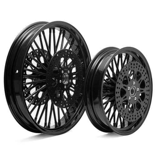 TOFR 21x3.5 16x3.5 Black Wheels w/ 11.5 Rotors For Harley Touring 2000-2007 - color: Black Wheels + Black Rotors, size: Front:21x3.5 Rear:16x3.5