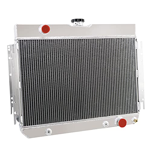 4 Core Aluminum Radiators Compatible with Chevy Impala/Bel Air/El Camino/Chevelle/Caprice/Biscayne 1963 1964 1965 1966 1967 1968 | 4 Rows Core Performance Racing Cooling Radiator - size: 4 Row