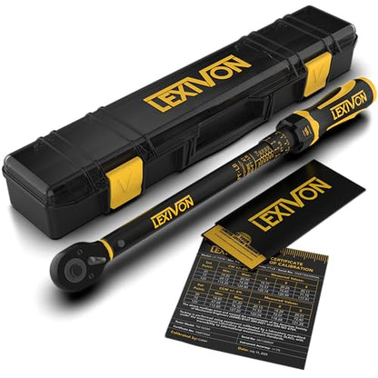 LEXIVON Torque Wrench, 3/8-Inch Drive, Dual Scale 20-120 FT-LB (27.1-162.7 N·m), Premium Rubber-Grip Handle, Deluxe Hybrid Case (LX-TW38) - size: 3/8"DR. 20–120 FT-LB