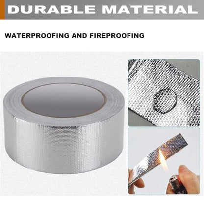 2 Rolls High-Temp Heat Shield Tape Reflective Adhesive Backed Roll Thermal Barrier Foil Tape Self-Adhesive Heat Resistant Tape Cool Tapes for Hose and Auto (Silver, 2 Inch x 32.8 ft) - color: Silver, size: 2 Inch x 32.8 ft