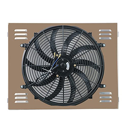 Full Aluminum Racing Cooling Radiator with Shroud Fan Compatible with 1972-1979 DODGE D/W 100 200 300 PICKUP 5.2L 5.9L