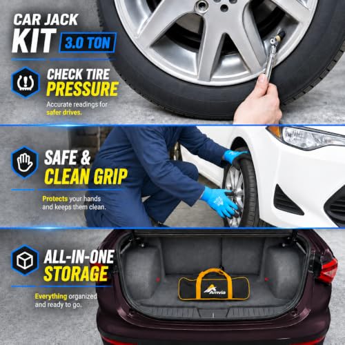 Car Jack Kit 3 Ton Scissor Jack with Universal & Tesla Pads for Auto & SUV - size: Car Jack Kit 3 Ton + pads/gloves/tire press