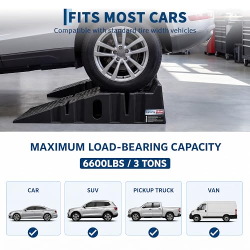 Garvee 2 Pack Low Profile Car Service Ramps, 3.5 t Heavy Vehicle Lift Ramps - color: Black, size: 3.5 T