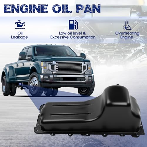 Transmission Oil Pan with Drain Plug, Fit for Fit for Ford Excursion, F-250, F-350, F-450, F-550, F-650, F-750, F53, 6.8L 1999-2019, OE F81Z6675DA - size: F81Z6675DA