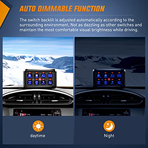 Nilight 8 Gang Switch Panel System Circuit Control Relay System Fuse Wiring Harness Automatic Dimmable ON Off LED Switch Pod for 12V Cars Trucks Campers SUV, 2 Years Warranty,Blue - color: Blue, size: 8 Gang Switch