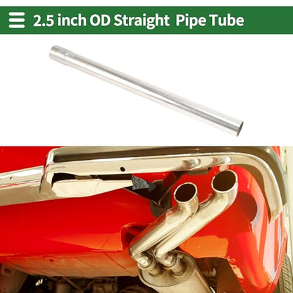 Motoforti 1.25" Straight Exhaust Pipe Tube T304 Stainless Steel DIY Custom Car Modified Tubing Piping 17.32" Length Single Side with Flaring Surface Polishing