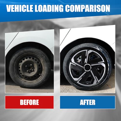 Winjet 14 Inch Set of 4 Universal Hubcaps Wheel Cover Replacement R14 Hub Caps,Auto Tire Replacement Exterior Cap,Universal Wheel Rim Cover Snap On Car Truck SUV (14in,Black Lacquer & Silver Lacquer) - color: Black Lacquer & Silver Lacquer(5180-DP-14), si