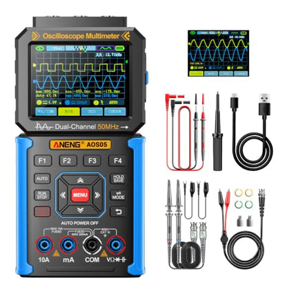 3-in-1 Handheld Oscilloscope Multimeter,50MHz Dual Channel,Signal Generator - color: Blue