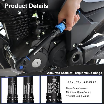 5PCS Torque Wrench Set 3/8" Drive 5-50 FT.LB, Dual-Direction 72-Tooth Adjustable Torque Wrenches with 6" Extension Bar, 3/8" to 1/2" & 1/4" Adapters for Car, Motorcycle,Bike Maintenance - size: 3/8" 5-50 FT.LB - 5 Pcs