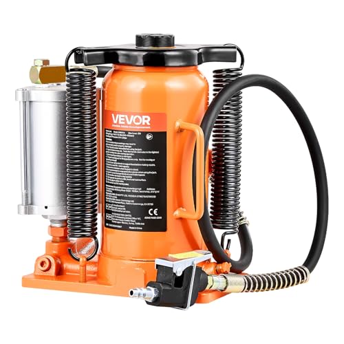 VEVOR Air Hydraulic Bottle Jack, 20 Ton/40000 LBS All Welded Bottle Jack, 10.4-19.7 inch Lifting Range, Manual Handle and Air Pump, for Car, Pickup, Truck, RV, Auto Repair, Industrial Engineering