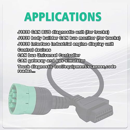 9 Pin to 16 Pin OBD2 Adapter Cable for Heavy Duty Trucks - style: J1939 9pin