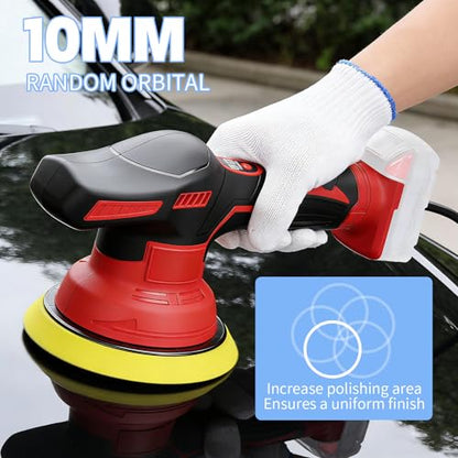 Updated Cordless Car Buffer Polisher Kit, 6 Inch Car Buffer with 8-Speed Orbital Design (2500-6000 RPM) & LED Display, Orbital Sander Lightweight Detailing Tool for Car Scratch Removal and Waxing