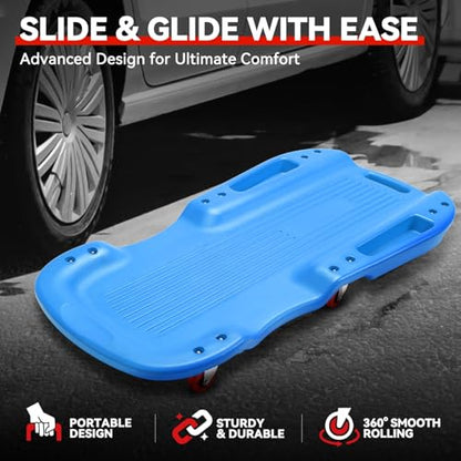 Auto Dynasty 38 in Low-Profile Under-Car Rolling Mechanic Creeper, Blue - color: Blue