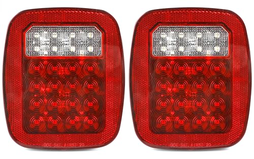 MAXXHAUL 80685 Universal Square 12V Combination 28 LED Signal Tail Light - For Truck Trailer Boat Jeep SUV RV Vans Flatbed 2 Pack