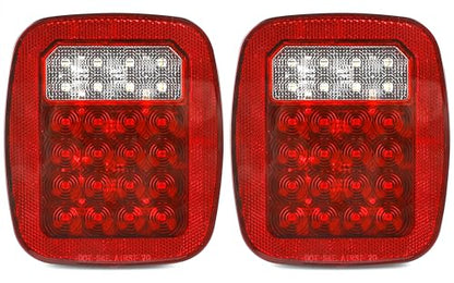 MAXXHAUL 80685 Universal Square 12V Combination 28 LED Signal Tail Light - For Truck Trailer Boat Jeep SUV RV Vans Flatbed 2 Pack