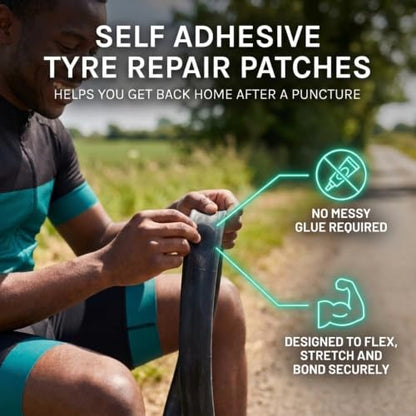 VeloChampion Self Adhesive Bike Tire Repair Kit & Optional Tire Levers - size: 10 Patches