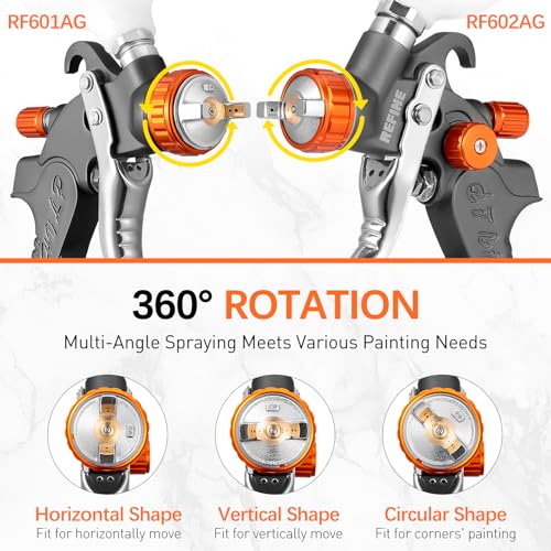 REFINE Spray Paint Gun HVLP Air Spray Guns 1.0/1.4/1.7mm Nozzle & Regulator