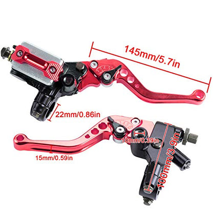Universal Motorcycle 7/8" 22mm Handlebar Brake Master Cylinder Clutch Lever CNC Left & Right Set Compatible with Harley Honda Kawasaki Suzuki Yamaha（ Piston Diameter 12.7mm (Red) - color: Red