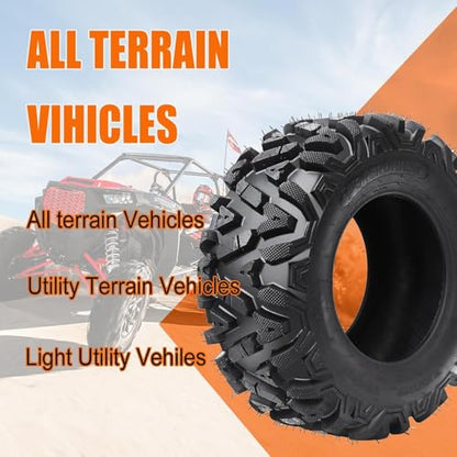 Garvee Set of 4 ATV UTV Tires 26x9-12, 6 PR Tubeless All-Terrain Tires for Mud, Dirt, Desert, Rock - Replacement Tires - size: 26x9-12 & 26x9-12, style: Pattern A