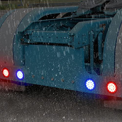 Partsam 2Pcs 4 Inch Dual Revolution Round Red Stop Turn Tail Lights to Blue Auxiliary Lights 19 Diodes w/Rubber Grommet 3-Prong Wire Pigtails Red/Blue 4" Round Led Trailer Tail Lights 12V Clear Lens - color: Red/Blue