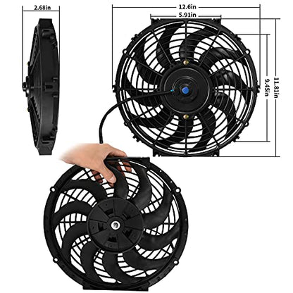 MuHize 12" Automotive Electric Radiator Cooling Fan with Mount Kit 12V 80W - size: 1Pcs-12 inch