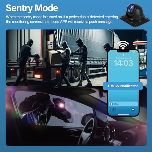 6CH AI WiFi GPS Sentry Mode RV Backup Camera System 10.1" Touch Screen Monitor with 4 1080P Rear Side View Camera,Mobile DVR Recording Live View on APP/Web/PC for Truck Trailer Tractor Fleet