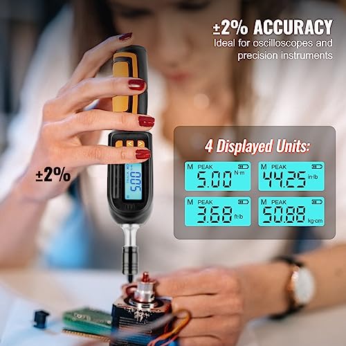 VEVOR Digital Torque Screwdriver, 1/4" Drive Screwdriver Torque Wrench, Electrician Torque Screwdriver with LCD, 2.65-70.67 in-lbs Torque Range, 0.01 N.m Increment Torque Screwdriver with Bits & Case - size: Ultra 2.65-70.67 in-lb