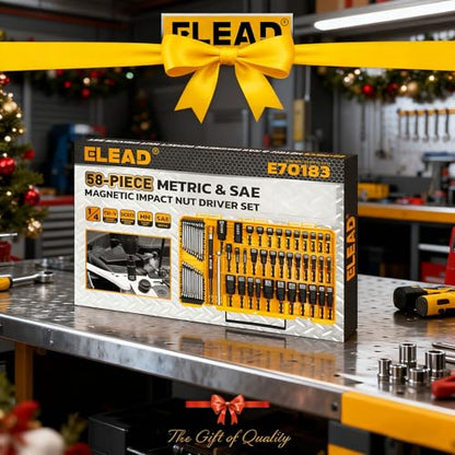 58-Piece Magnetic Impact Nut Driver Set, Metric & SAE Mini Combination Wrench Set, Impact Socket Adapter, 3LBS Magnetic Pickup Tool, Wing Nut Driver, Universal Socket, 1/4'' Quick-change Bit Extension - color: 58-piece New Version