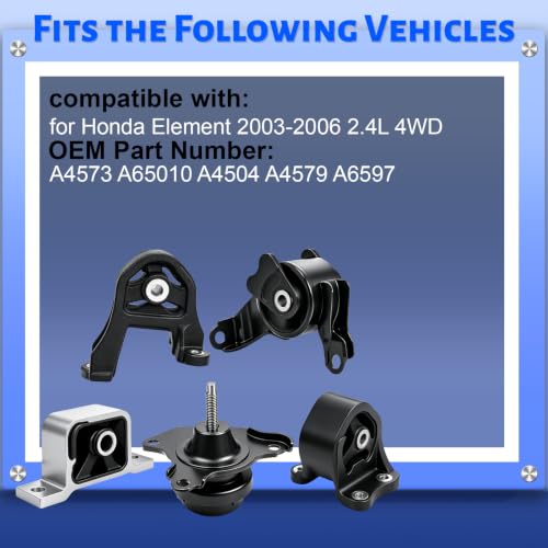 Engine Motor Mount Compatible with 2003-2006 Honda Element 2.4L 4WD - size: A4573 A65010 A4504 A4579 A6597